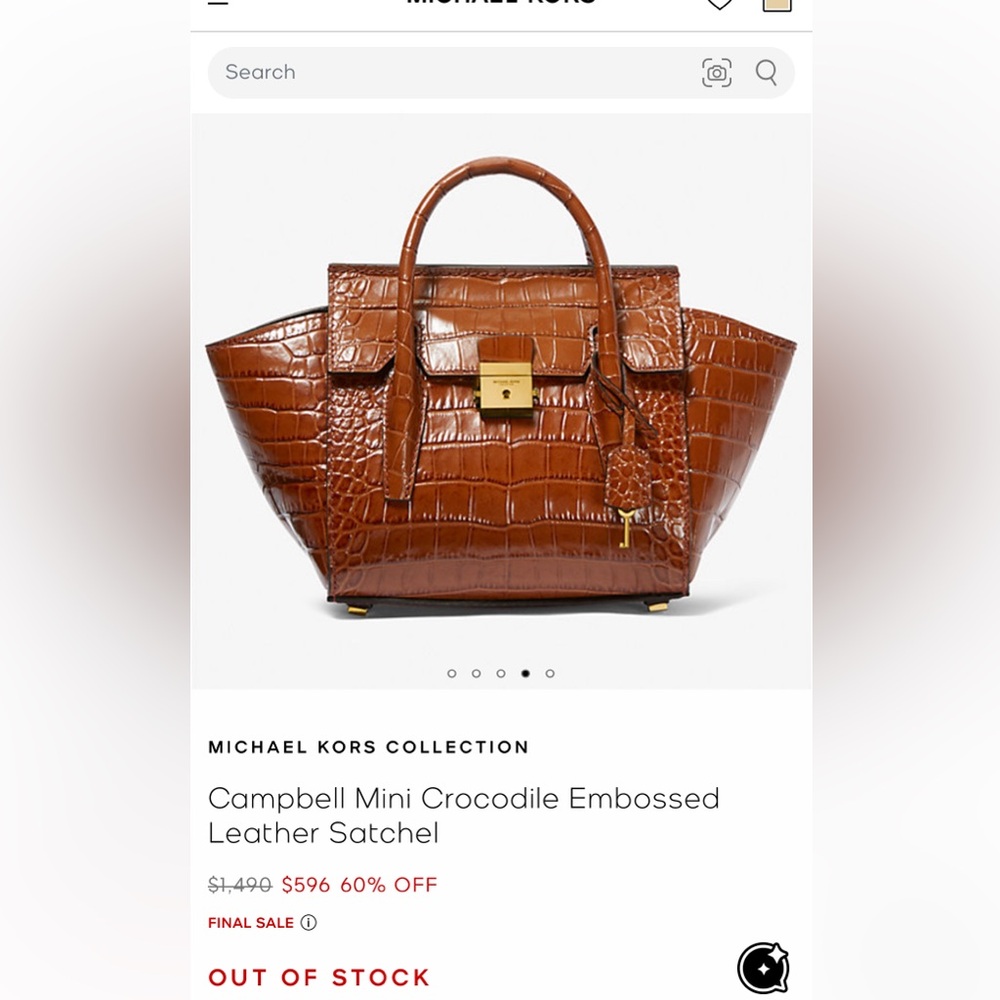 Micheal Kors Campbell Mini Crocodile Embossed Leather Satchel - Picture 6 of 17